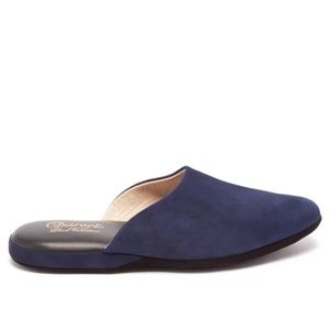 NIB! Charvet Place Vendome Navy Blue Suede Slippers Sz37/XS